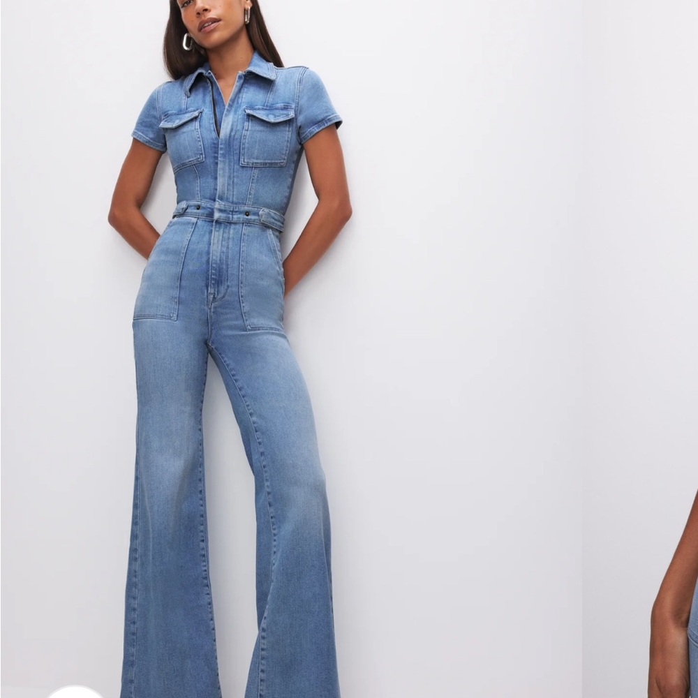 Good American Palazzo Denim Jumpsuit